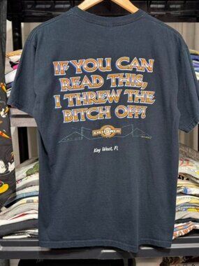 Vintage Biker Graphic Tee - Funny Key West Slogan Black T-shirt